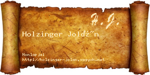 Holzinger Jolán névjegykártya